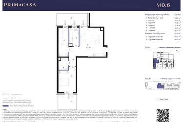 Rzut - Mieszkanie na sprzedaż 3 pokoje o powierzchni 70,99 m² - numer B1 – M0.6 w Primacasa