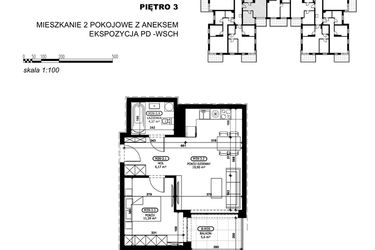 Rzut - Mieszkanie na sprzedaż 2 pokoje o powierzchni 41,83 m² - numer C2-M39 w Stacja Łódź V – etap C2