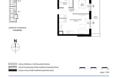 Rzut - Mieszkanie na sprzedaż 2 pokoje o powierzchni 33,64 m² - numer 40 w Kwarcowe Wzgórze - bud. 2