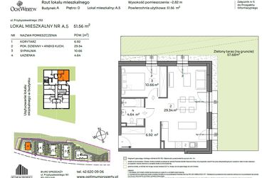 Rzut - Mieszkanie na sprzedaż 2 pokoje o powierzchni 51,56 m² - numer A.5 w Och!Widzew