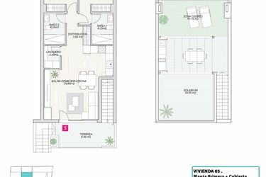 Rzut - Dom na sprzedaż 2 pokoje o powierzchni 70,94 m² - numer 5 w Domy w San Pedro del Pinatar - 34804911