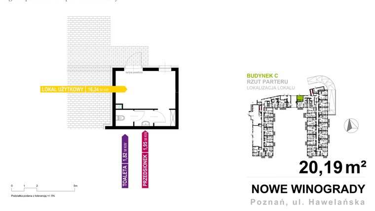 Rzut - Lokal użytkowy na sprzedaż 1 pokój o powierzchni 20,19 m² - numer C.LU.04 w Nowe Winogrady