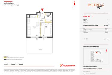 Rzut - Mieszkanie na sprzedaż 2 pokoje o powierzchni 37,01 m² - numer 5 w Metro Art 6
