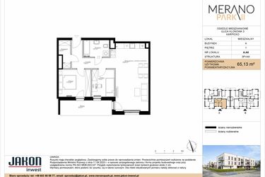 Rzut - Mieszkanie na sprzedaż 3 pokoje o powierzchni 65,13 m² - numer A.A5 w Merano Park II