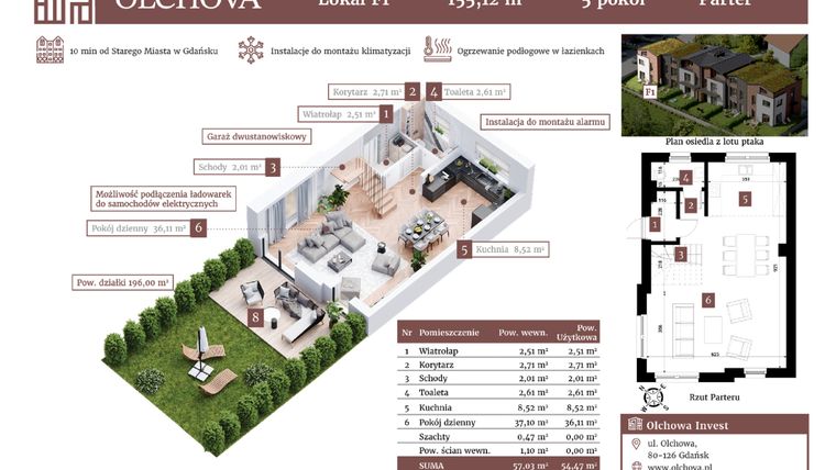 Rzut - Dom na sprzedaż 5 pokoi o powierzchni 155,12 m² - numer F1 w Olchova