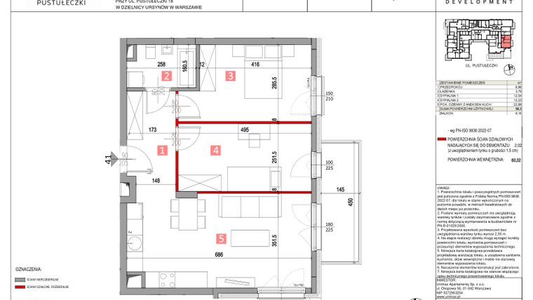 Rzut - Mieszkanie na sprzedaż 3 pokoje o powierzchni 58,3 m² - numer M41 w Apartamenty Pustułeczki