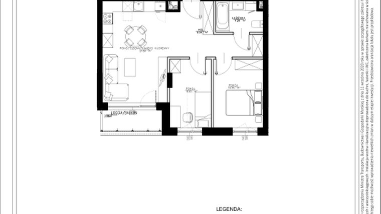 Rzut - Mieszkanie na sprzedaż 3 pokoje o powierzchni 54,1 m² - numer A24 w Osiedle pod Klonami "Klonowa 11"