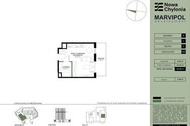 Rzut - Mieszkanie na sprzedaż 1 pokój o powierzchni 26,48 m² - numer A1-7-03 w Nowa Chylonia