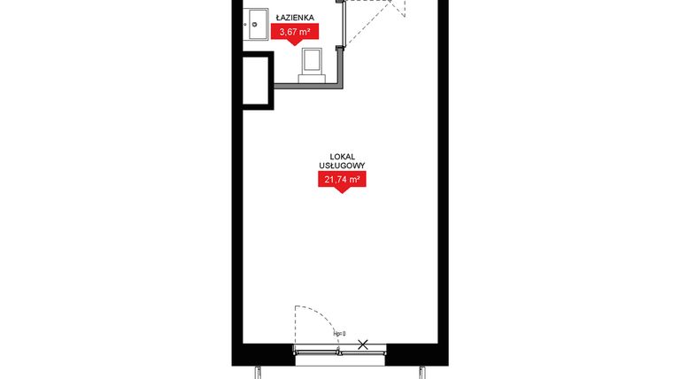 Rzut - Mieszkanie na sprzedaż 1 pokój o powierzchni 25,37 m² - numer A1 051LU w 29L - Apartamenty inwestycyjne
