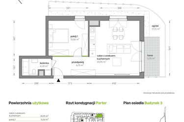 Rzut - Mieszkanie na sprzedaż 2 pokoje o powierzchni 50,65 m² - numer B3/C/01 w Ceglana Park
