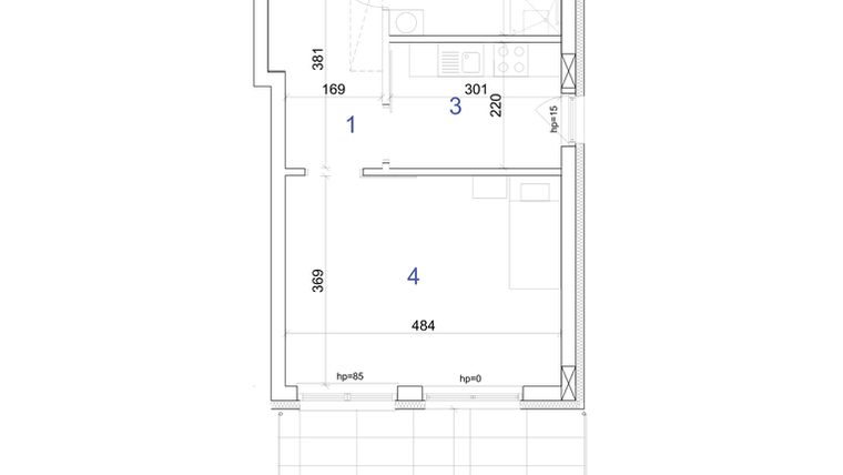 Rzut - Mieszkanie na sprzedaż 1 pokój o powierzchni 37,58 m² - numer 6A.73 w Mierzeja Wiślana etap IV