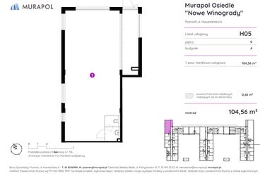 Rzut - Lokal użytkowy na sprzedaż 1 pokój o powierzchni 104,56 m² - numer H05 w Nowe Winogrady