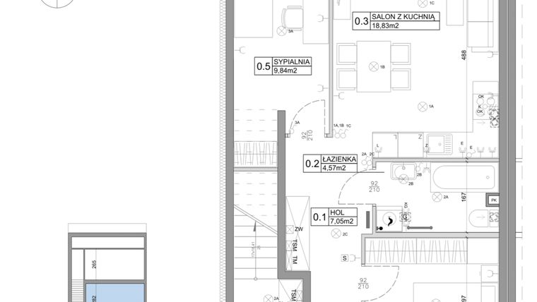 Rzut - Mieszkanie na sprzedaż 3 pokoje o powierzchni 51,15 m² - numer 49 w Boska Ksawerowska IV
