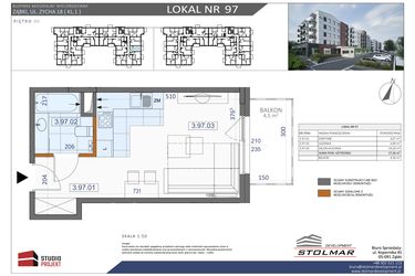Rzut - Mieszkanie na sprzedaż 1 pokój o powierzchni 27,36 m² - numer 97 w Osiedle Zycha