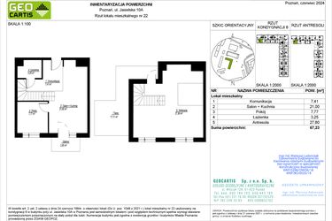 Rzut - Mieszkanie na sprzedaż 4 pokoje o powierzchni 67,23 m² - numer A22 w Jasielska 8C