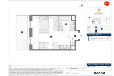 Rzut - Mieszkanie na sprzedaż 1 pokój o powierzchni 29,87 m² - numer H56 w Apartamenty Park Matecznego Etap 2.2