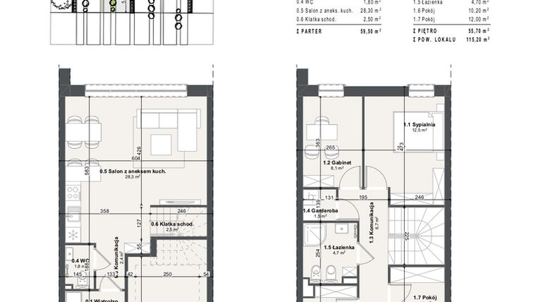 Rzut - Dom na sprzedaż 5 pokoi o powierzchni 115,2 m² - numer 3b w Domy na Przylesiu etap II