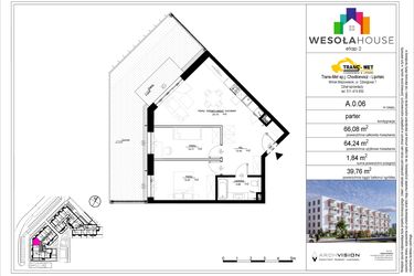 Rzut - Mieszkanie na sprzedaż 3 pokoje o powierzchni 64,24 m² - numer A.0.06 w Wesoła House Etap II