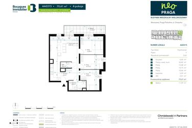 Rzut - Mieszkanie na sprzedaż 4 pokoje o powierzchni 79,41 m² - numer AA0315 w Neo Praga