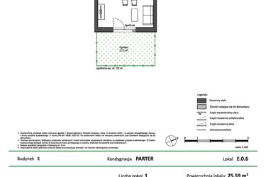 Rzut - Mieszkanie na sprzedaż 1 pokój o powierzchni 25,59 m² - numer E.0.6 w Nowy Świat Ostoja etap II - EFG