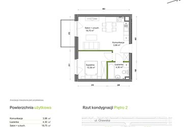 Rzut - Mieszkanie na sprzedaż 2 pokoje o powierzchni 37,41 m² - numer E1/B/10 w Orawska Vita