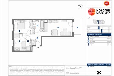Rzut - Mieszkanie na sprzedaż 3 pokoje o powierzchni 58,63 m² - numer A.12 w Mokotów Sportowy