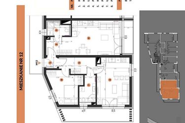 Rzut - Mieszkanie na sprzedaż 4 pokoje o powierzchni 76,42 m² - numer 12 w Buraczana 27