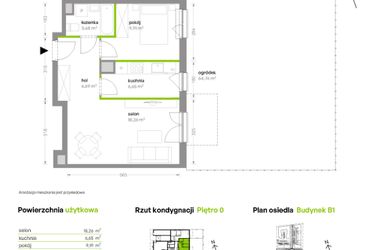 Rzut - Mieszkanie na sprzedaż 2 pokoje o powierzchni 45,19 m² - numer B1/0/A2 w Bemowo Vita