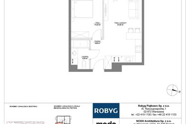 Rzut - Mieszkanie na sprzedaż 2 pokoje o powierzchni 40,84 m² - numer 4M14 w Początek Piątkowo bud. F