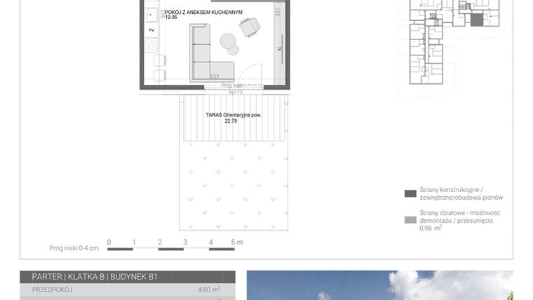 Rzut - Mieszkanie na sprzedaż 1 pokój o powierzchni 28,21 m² - numer M43 w Modern House II