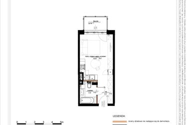 Rzut - Mieszkanie na sprzedaż 1 pokój o powierzchni 28,21 m² - numer A.1.15 w Daszyńskiego Square etap 1
