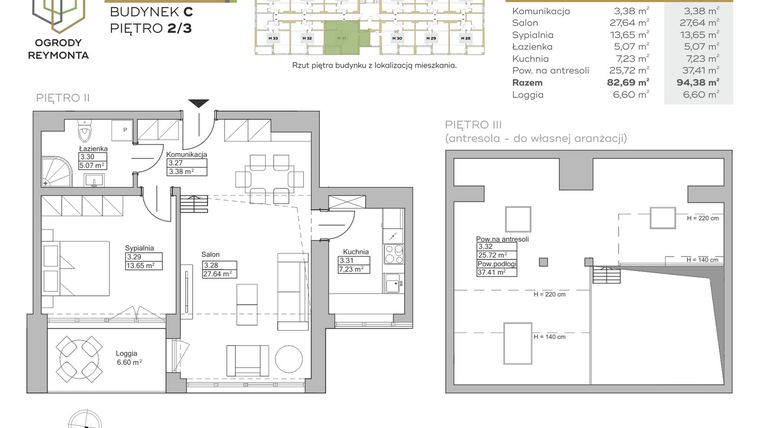 Rzut - Mieszkanie na sprzedaż 2 pokoje o powierzchni 82,69 m² - numer M31 w Ogrody Reymonta
