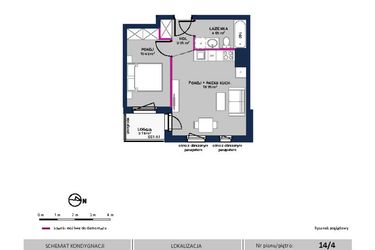 Rzut - Mieszkanie na sprzedaż 2 pokoje o powierzchni 37,08 m² - numer 93 w Moja Północna Etap III