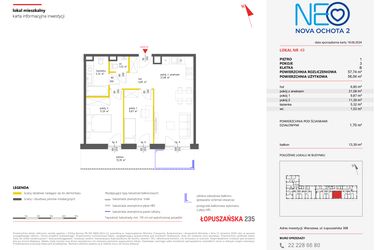 Rzut - Mieszkanie na sprzedaż 3 pokoje o powierzchni 57,74 m² - numer 49 w Neo Nova Ochota 2