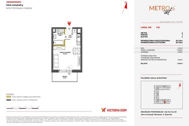 Rzut - Mieszkanie na sprzedaż 1 pokój o powierzchni 26,76 m² - numer 142 w Metro Art 6
