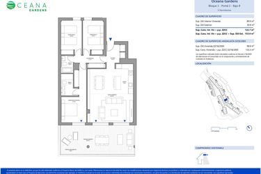 Rzut - Mieszkanie na sprzedaż 3 pokoje o powierzchni 89 m² - numer B3P2-0B w Oceana Gardens II