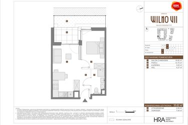 Rzut - Mieszkanie na sprzedaż 2 pokoje o powierzchni 35,62 m² - numer C.57 w Osiedle Wilno VII etap 3