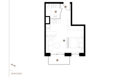 Rzut - Mieszkanie na sprzedaż 1 pokój o powierzchni 31,6 m² - numer A2.6.10 w Apartamenty Grundmanna