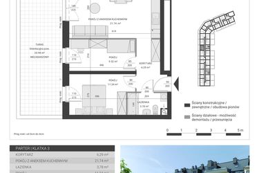Rzut - Mieszkanie na sprzedaż 3 pokoje o powierzchni 52,67 m² - numer 51 w Ignatki Forest etap II