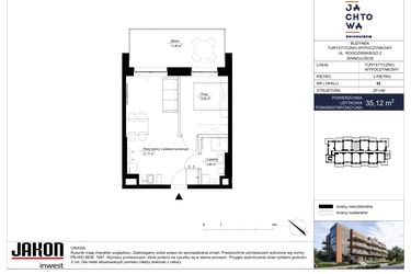 Rzut - Mieszkanie na sprzedaż 2 pokoje o powierzchni 35,12 m² - numer 42 w Jachtowa