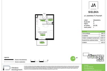 Rzut - Mieszkanie na sprzedaż 1 pokój o powierzchni 30,67 m² - numer B.5.38 w JA_SIELSKA V