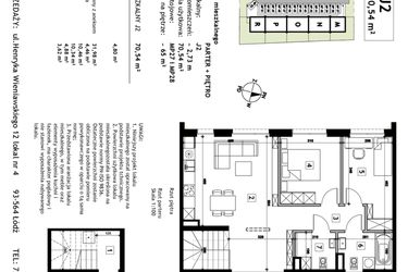 Rzut - Mieszkanie na sprzedaż 3 pokoje o powierzchni 70,54 m² - numer J2 w Złotno Residence