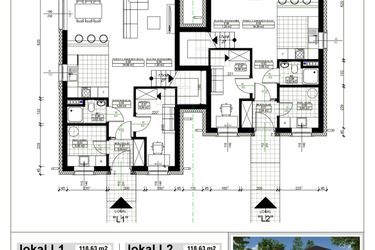 Rzut - Dom na sprzedaż 6 pokoi o powierzchni 118,63 m² - numer 1 w Bliźniak Garby