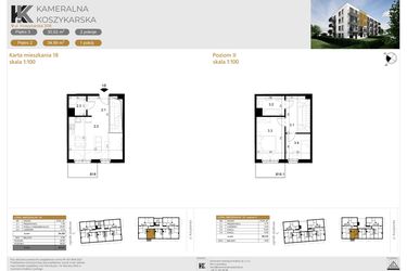 Rzut - Mieszkanie na sprzedaż 3 pokoje o powierzchni 64,91 m² - numer LM18 w Kameralna Koszykarska