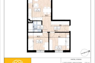 Rzut - Mieszkanie na sprzedaż 3 pokoje o powierzchni 57,7 m² - numer A4/0/1 w ACCANTO