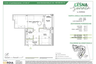 Rzut - Lokal użytkowy na sprzedaż 2 pokoje o powierzchni 41,04 m² - numer LU.C.0.6 w Leśna Sonata