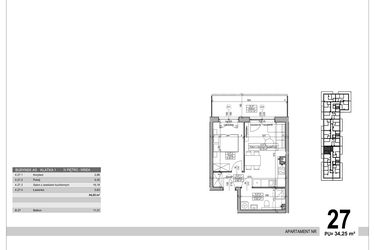 Rzut - Mieszkanie na sprzedaż 2 pokoje o powierzchni 34,25 m² - numer A.9.M.27 w Sobola Biel A9