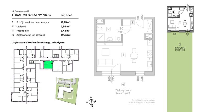 Rzut - Mieszkanie na sprzedaż 1 pokój o powierzchni 32,19 m² - numer 57 w Nova Radiostacja