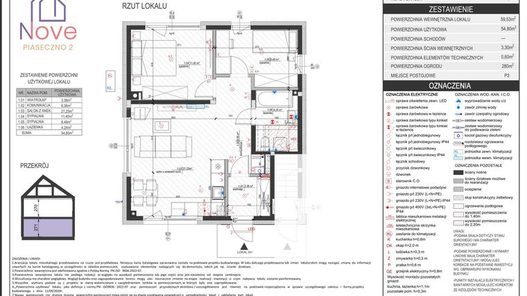 Rzut - Dom na sprzedaż 3 pokoje o powierzchni 59 m² - numer C2.1 w Nove Piaseczno 2
