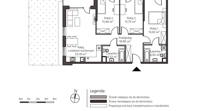 Rzut - Mieszkanie na sprzedaż 4 pokoje o powierzchni 80,18 m² - numer 5B/5 w Nowy Goszyn